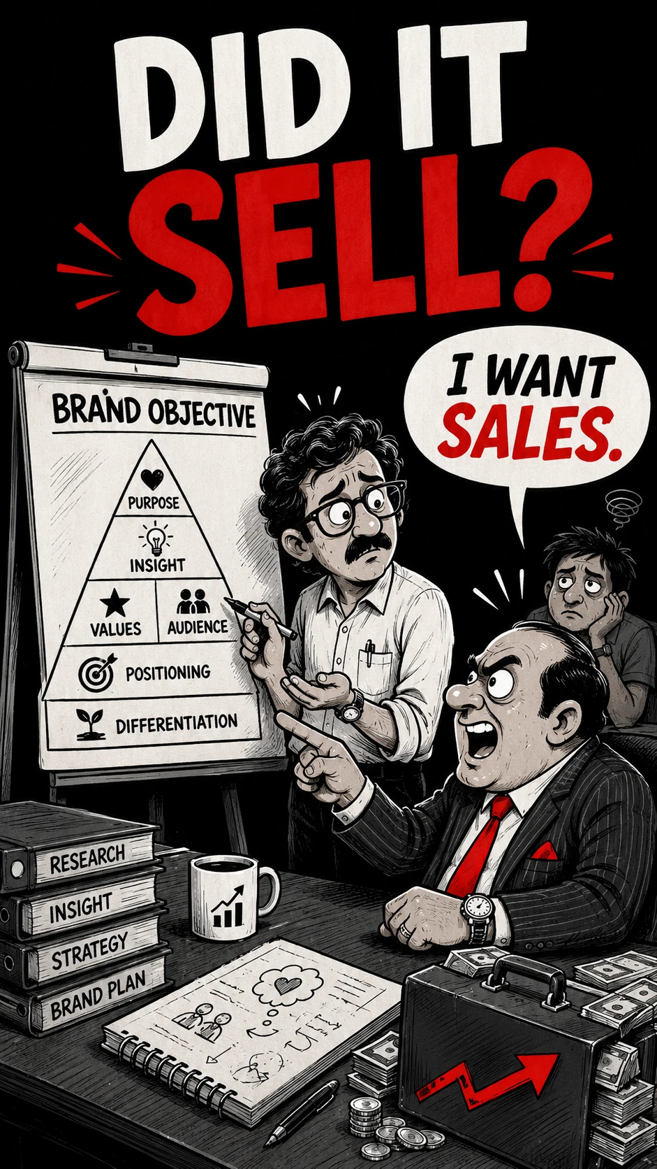 Editorial illustration asking whether the brand strategy ultimately drove sales